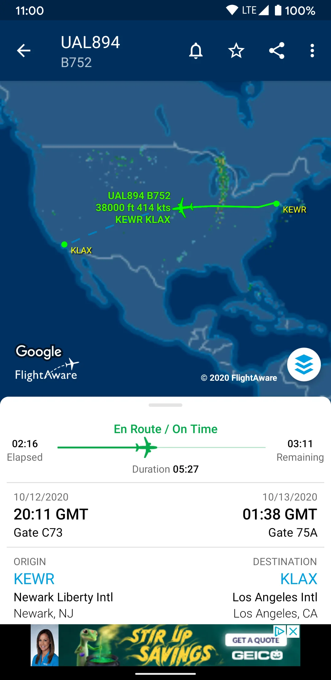 FlightAware Flight Tracker screenshot
